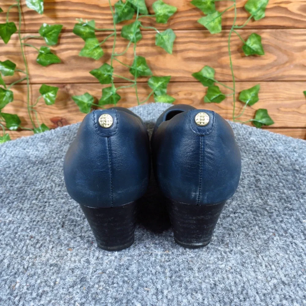 Clarks Artisan Vendra Bloom Women Wedge Heel Size 7.5 Office Casual Navy Leather